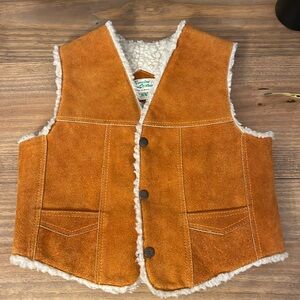 VTG GENUINE LEATHER Polyester Lined Vest Youth Snap Suede Mexico